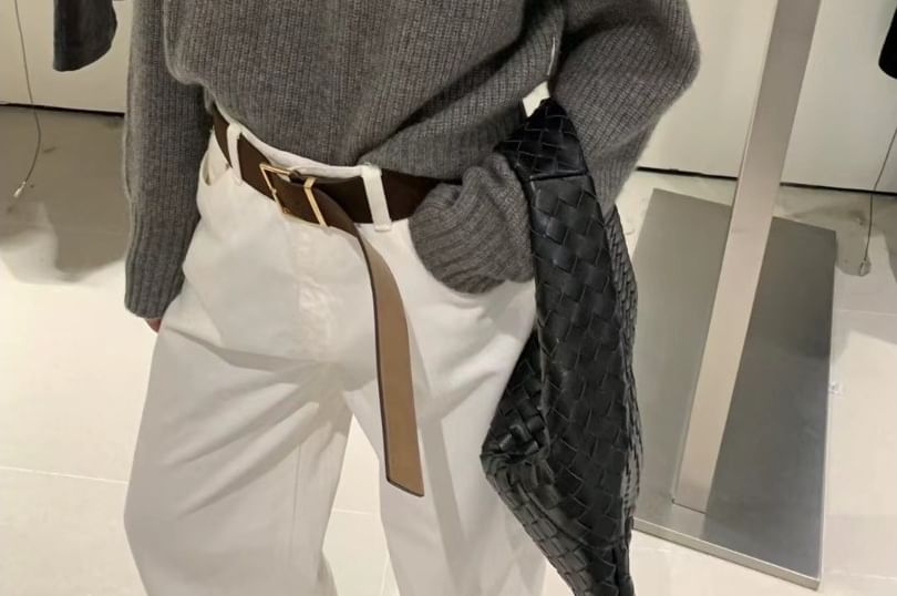 Ribbed Collared Knit Sweater