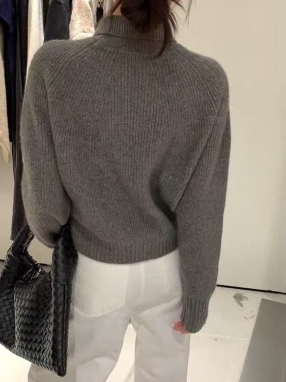 Ribbed Collared Knit Sweater