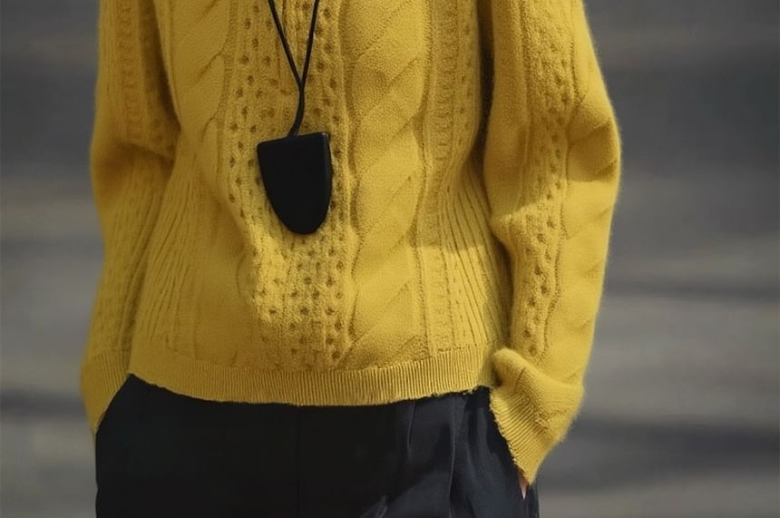 V-Neck Cable-Knit Polo Sweater
