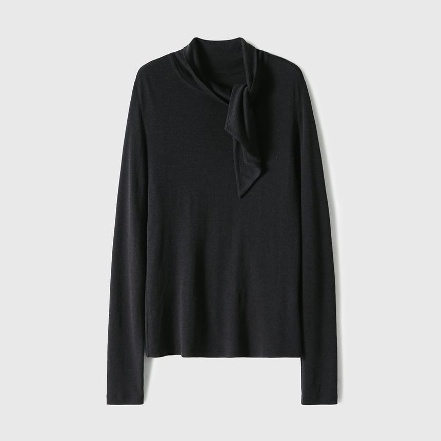 Long Sleeve Tie-Neck Tee