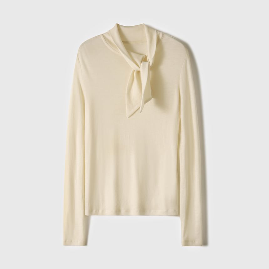 Long Sleeve Tie-Neck Tee