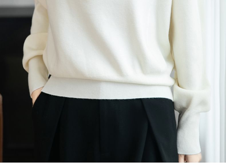Turtleneck Half-Zip Knit Sweater