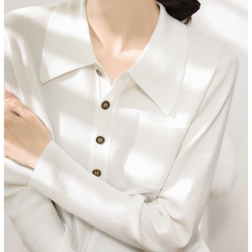 Long Sleeve Polo Knit Top