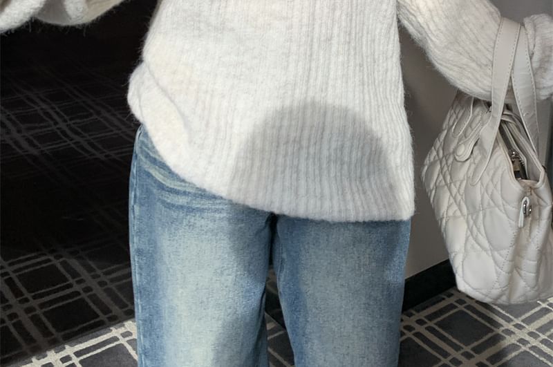 Ribbed Knit Off-Shoulder Pullover