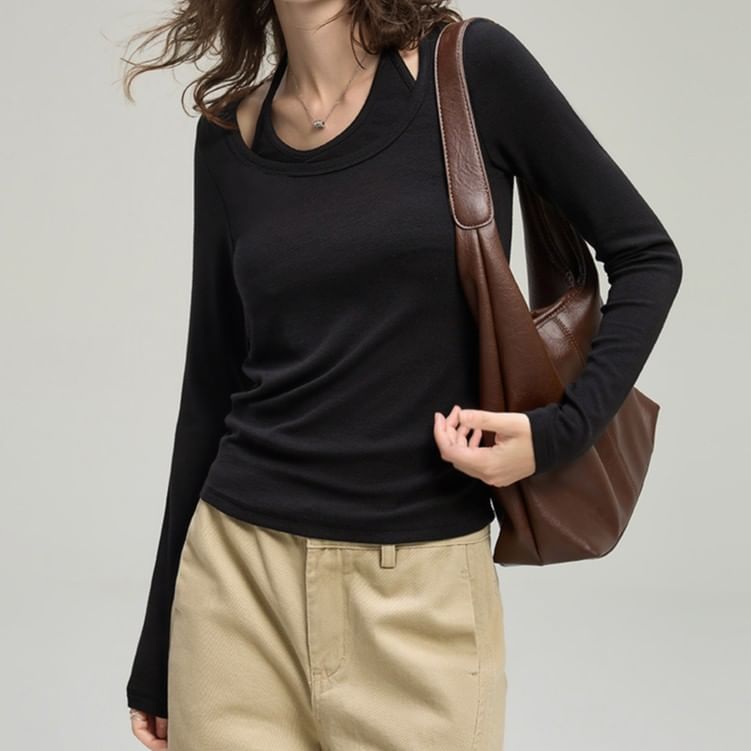 Halter Neck Ruched Two-Piece Style Tee