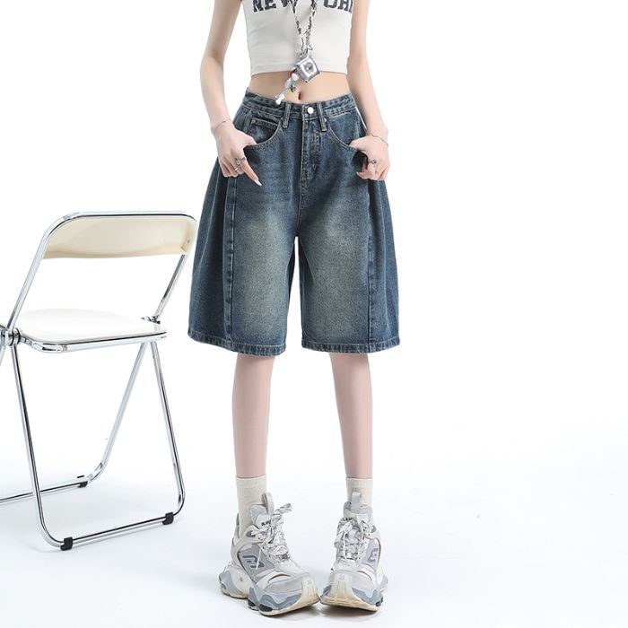 Mid Waist Washed Jorts