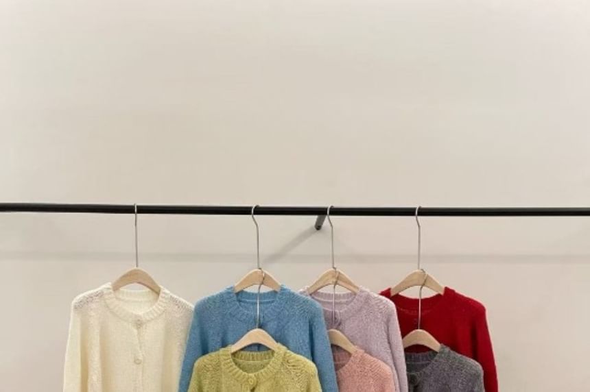 Crew Neck Plain Cardigan