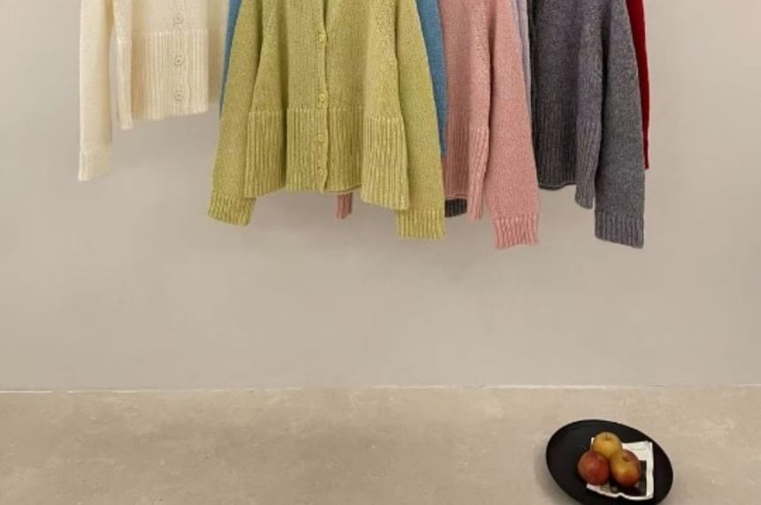 Crew Neck Plain Cardigan