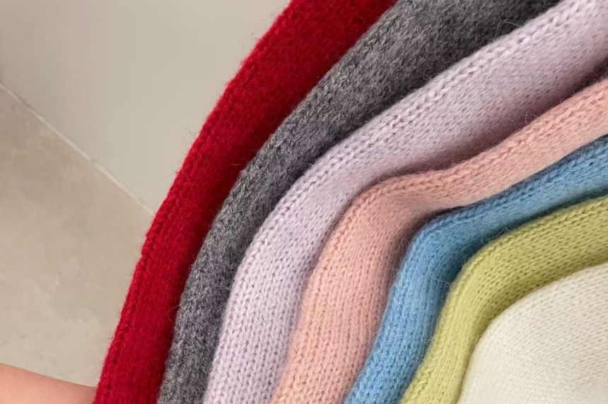 Crew Neck Plain Cardigan
