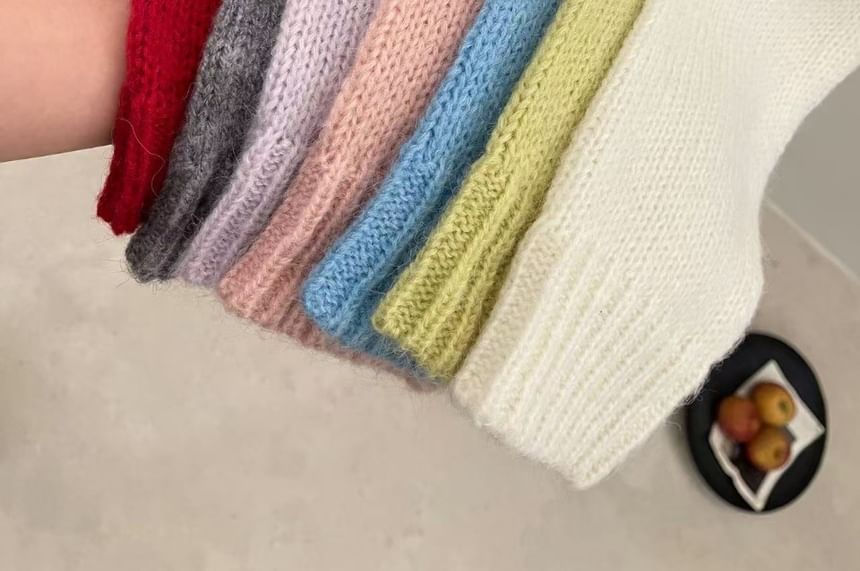 Crew Neck Plain Cardigan
