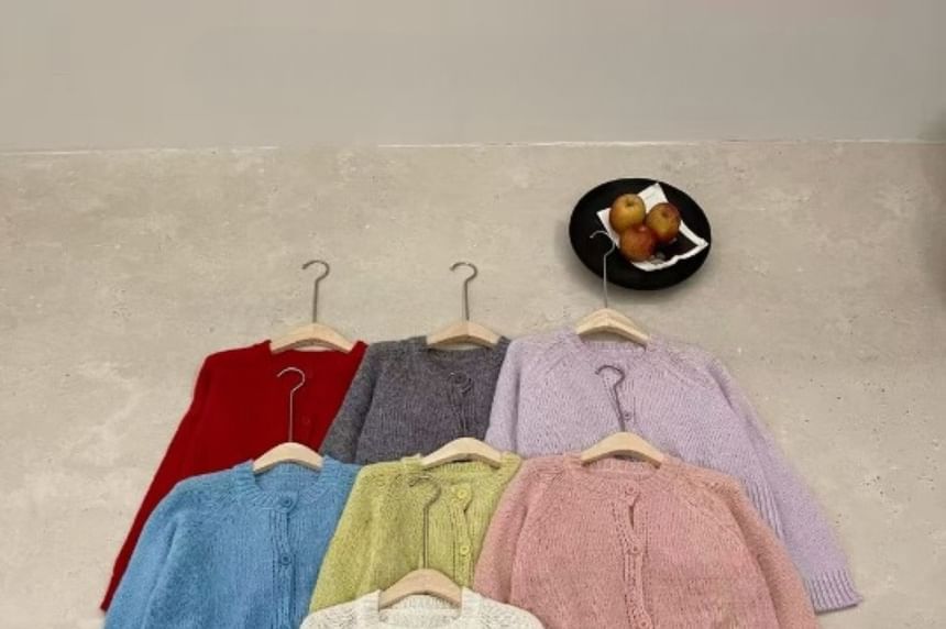 Crew Neck Plain Cardigan