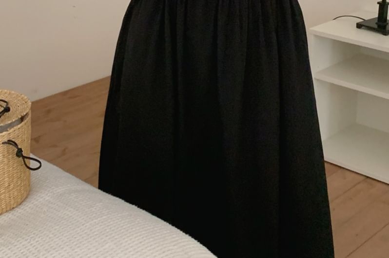 Sleeveless Square Neck Plain Drawstring Maxi Sundress