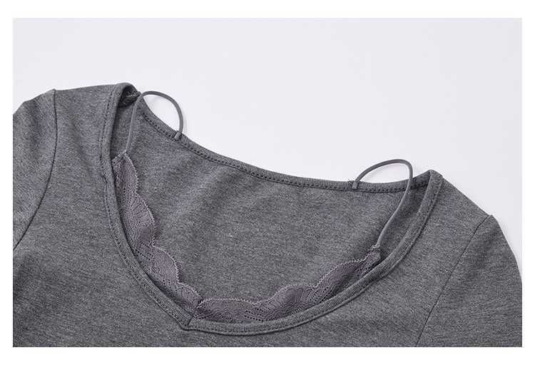 Slim Fit Lace Panel V-Neck Tee with Mock Two-Piece Design