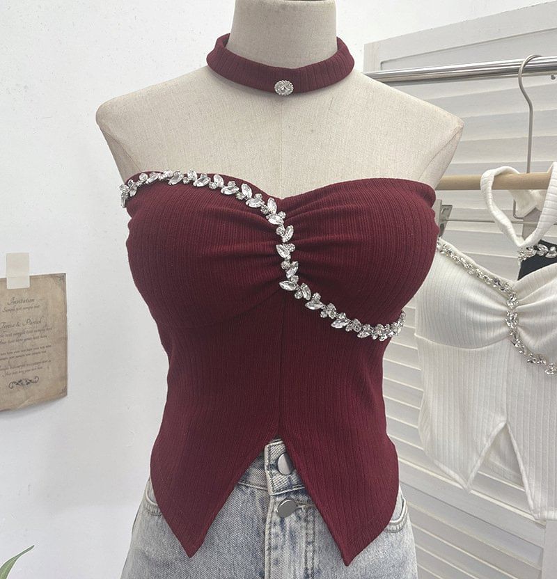 Set: Rhinestone Tube Top & Choker