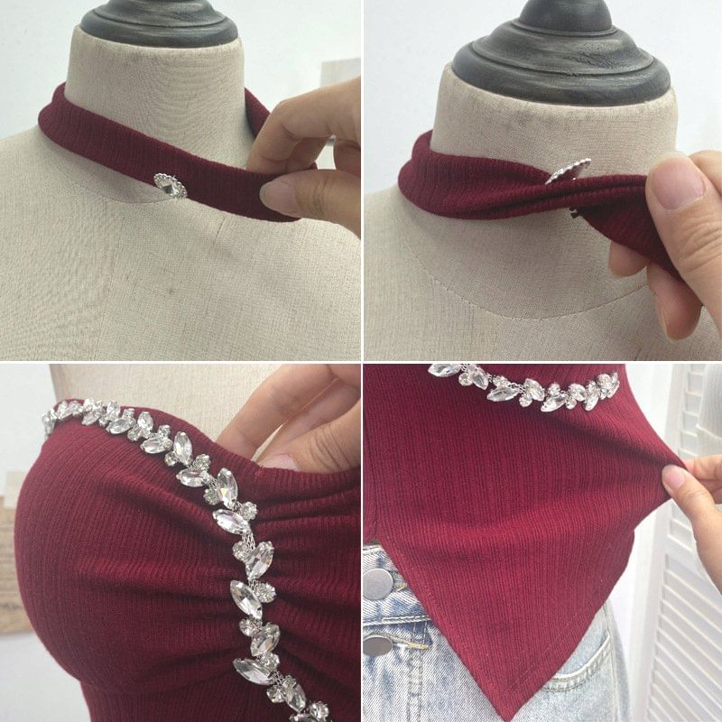 Set: Rhinestone Tube Top & Choker
