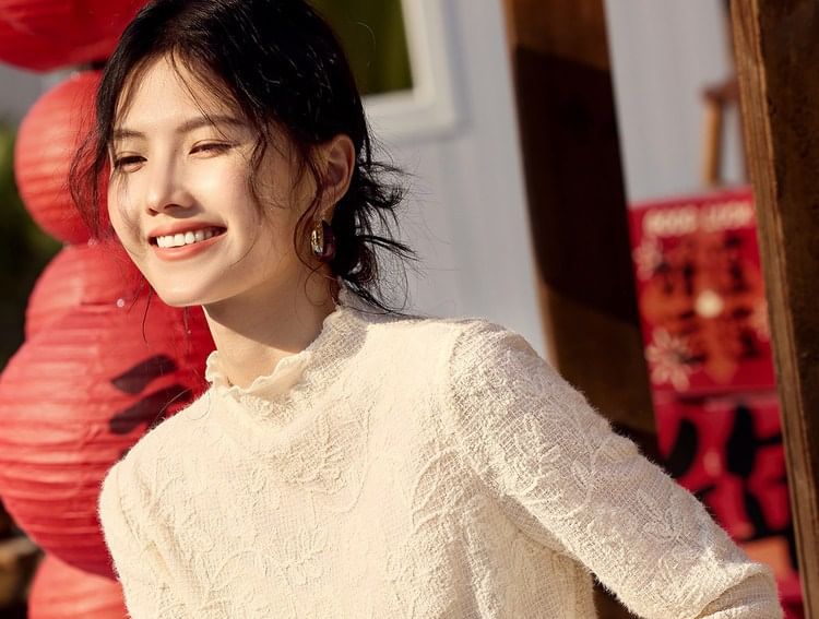 Mock Neck Long Sleeve Lace Top