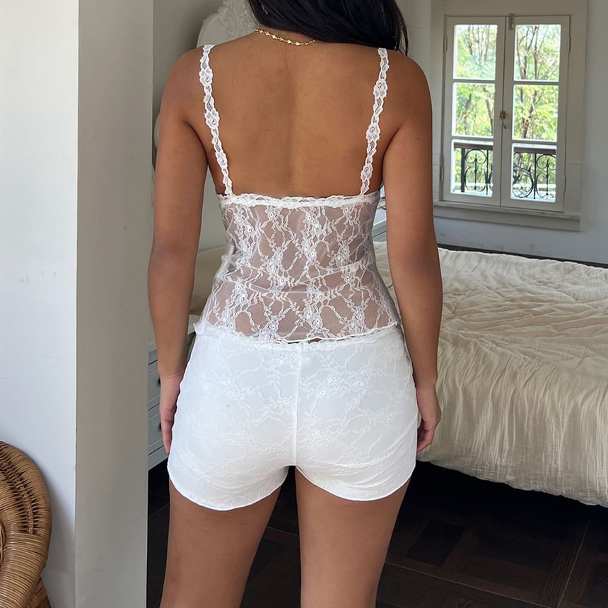 V-Neck Camisole with Lace Detail