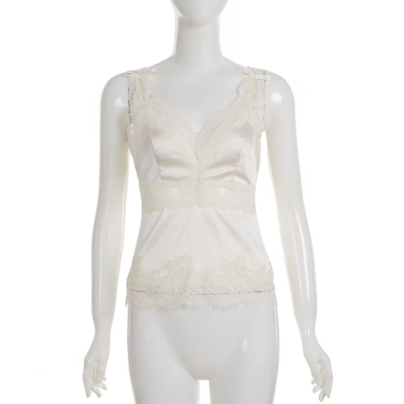 Lace Trim Camisole Top in Plain Design