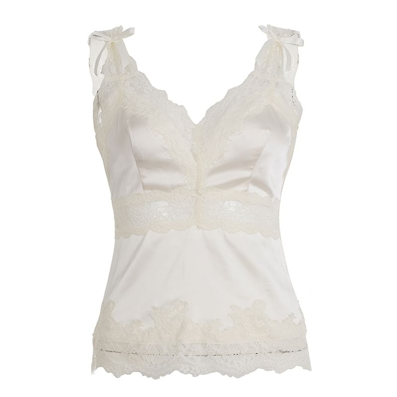 Lace Trim Camisole Top in Plain Design