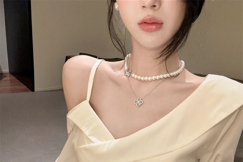 Asymmetric Tie-Waist Cold-Shoulder Blouse, Long Sleeves