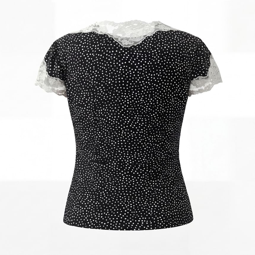 Two-Piece Set: Polka Dot Top & High-Waist Mini Skirt