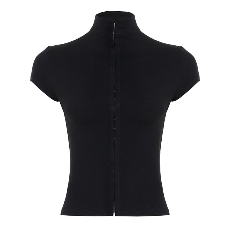 Corset-Style Crop Top with Short Sleeves