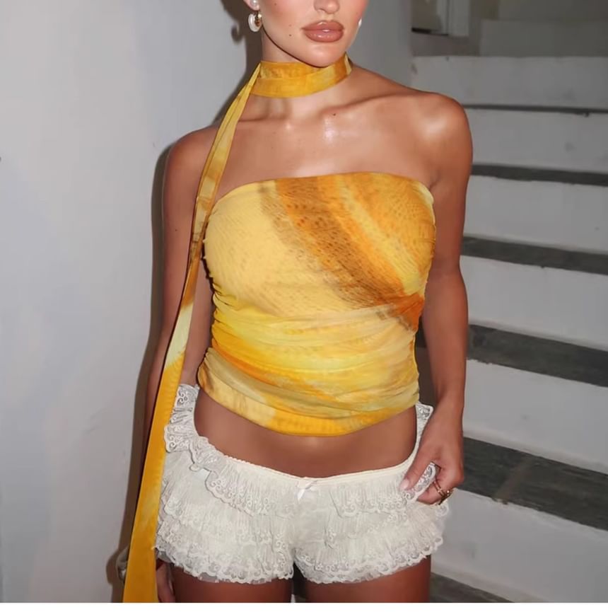Tie-Dye Mesh Tube Top