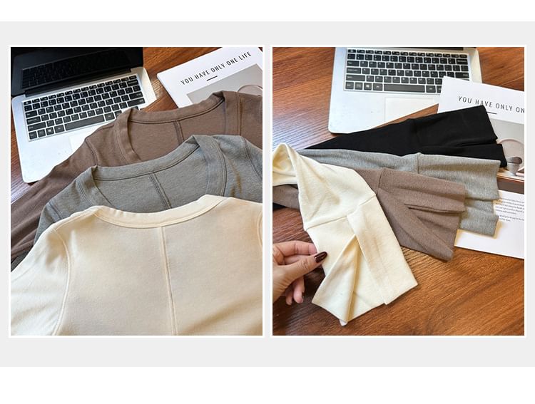 Slim-Fit V-Neck Long-Sleeve Tee