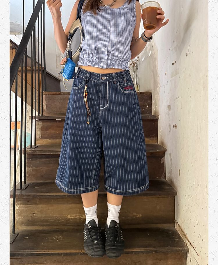 Low Waist Striped Jorts