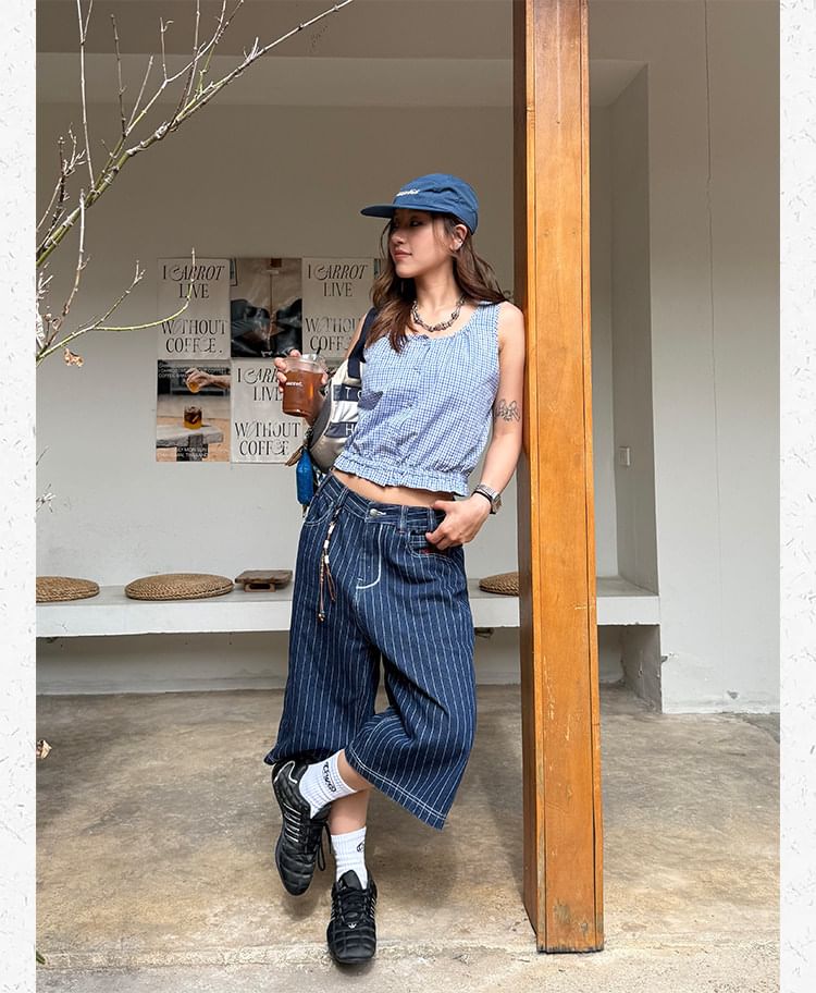 Low Waist Striped Jorts