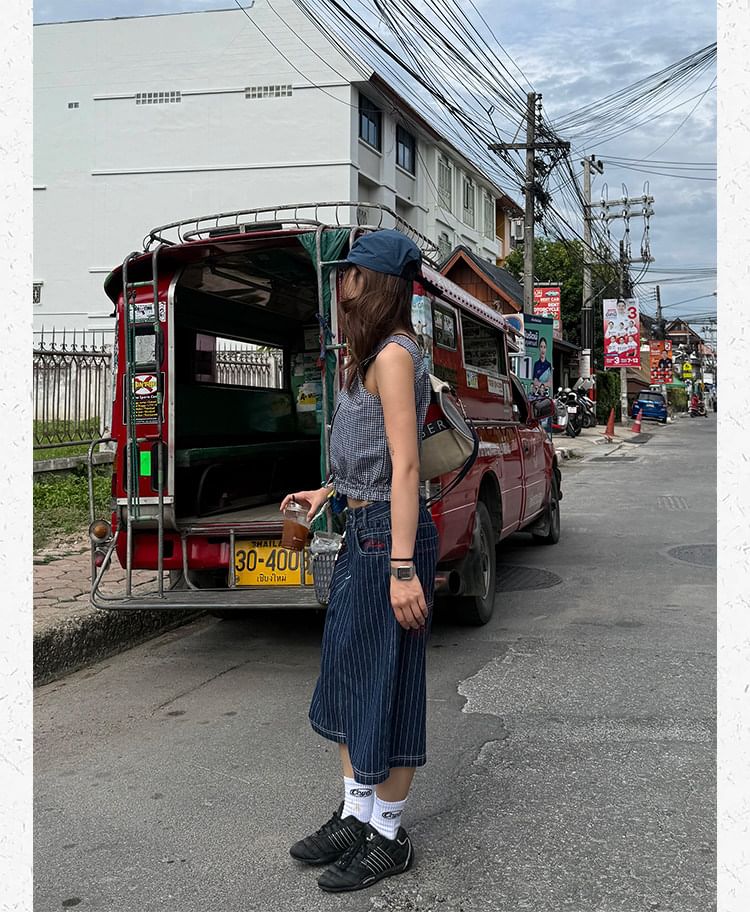 Low Waist Striped Jorts