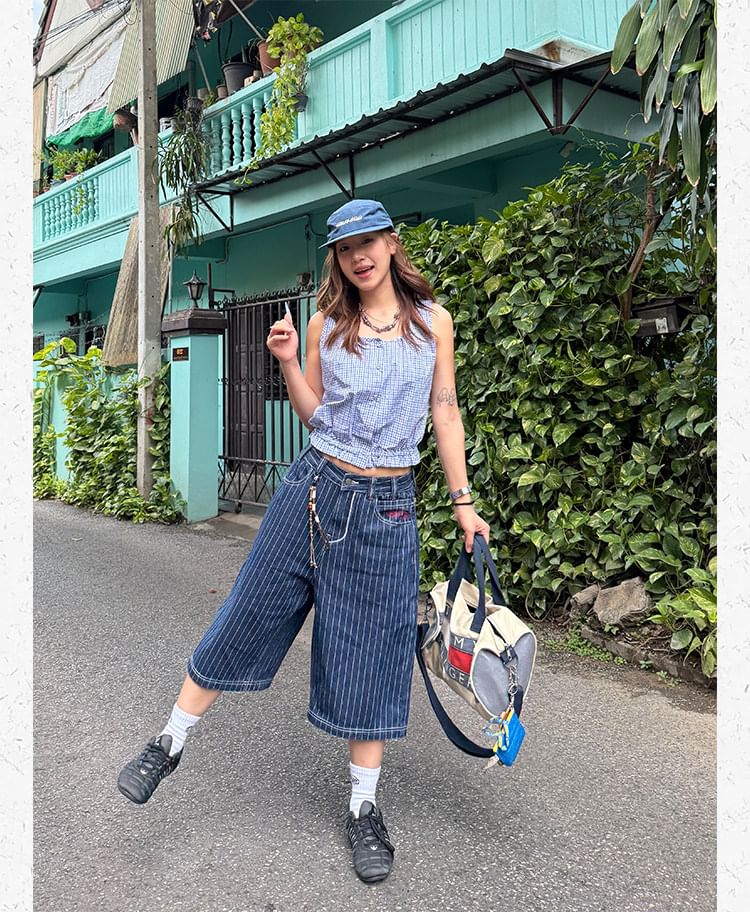 Low Waist Striped Jorts