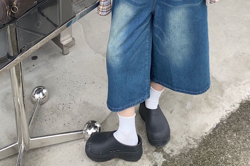 High Waist Washed Jorts