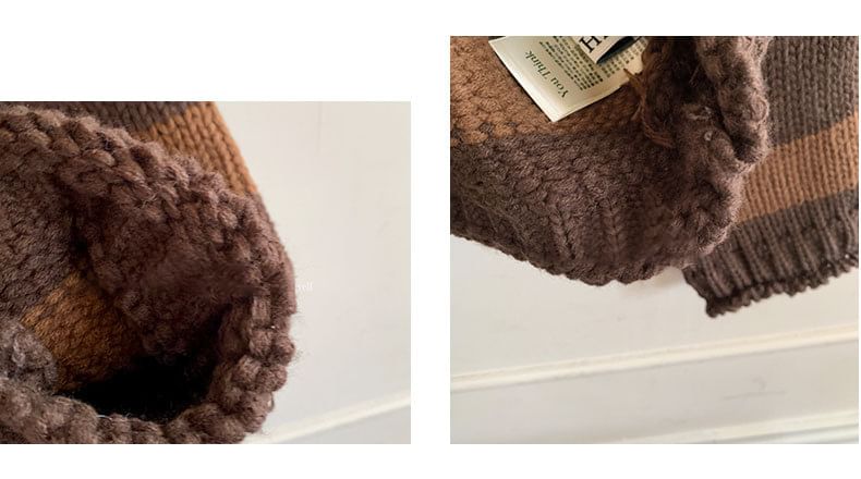 Round Neck Striped Cardigan