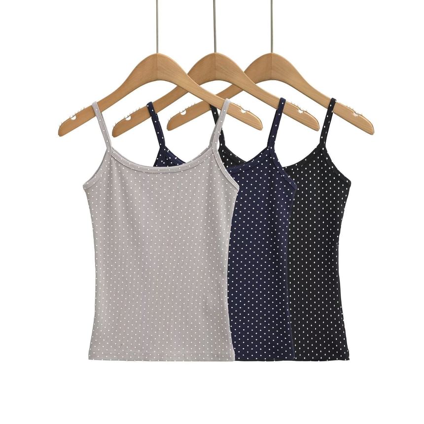 Dotted Spaghetti Strap Scoop Neck Camisole