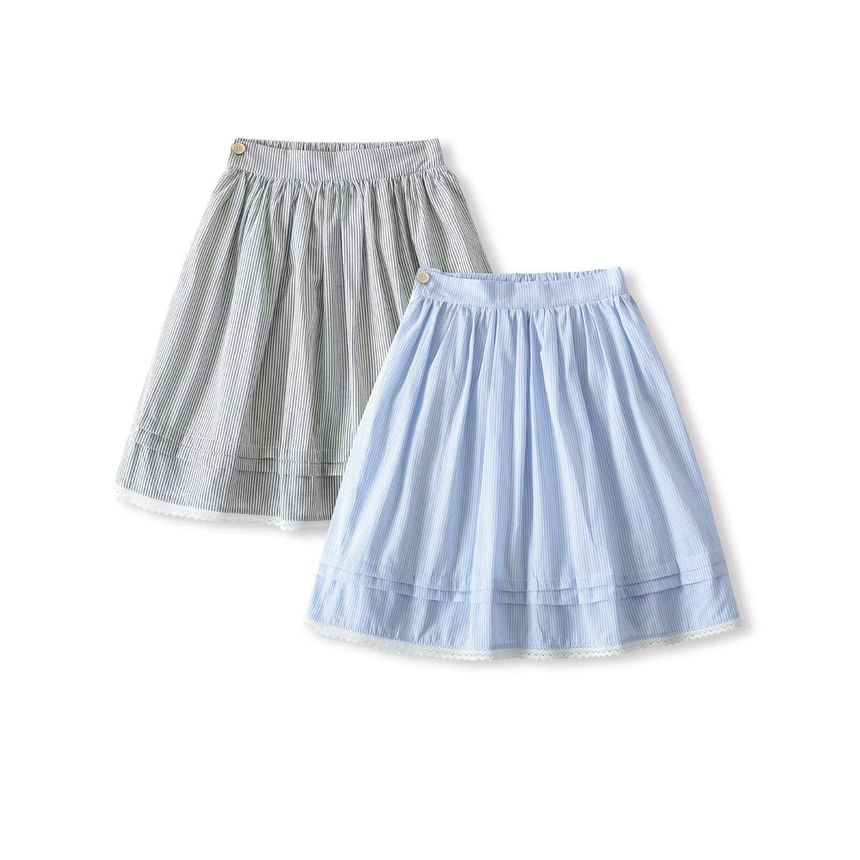 Pinstriped Mini A-Line Skirt High Waist