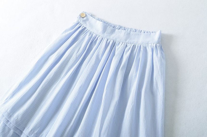 Pinstriped Mini A-Line Skirt High Waist