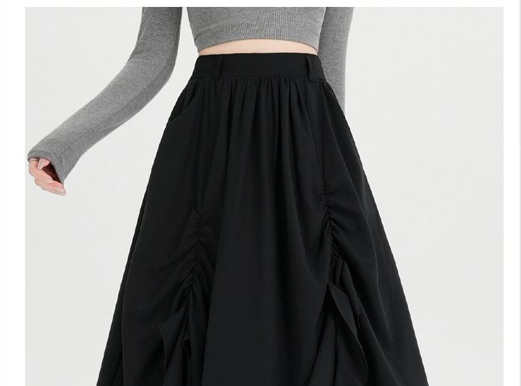 Layered Plaid Midi A-Line Skirt High Waist