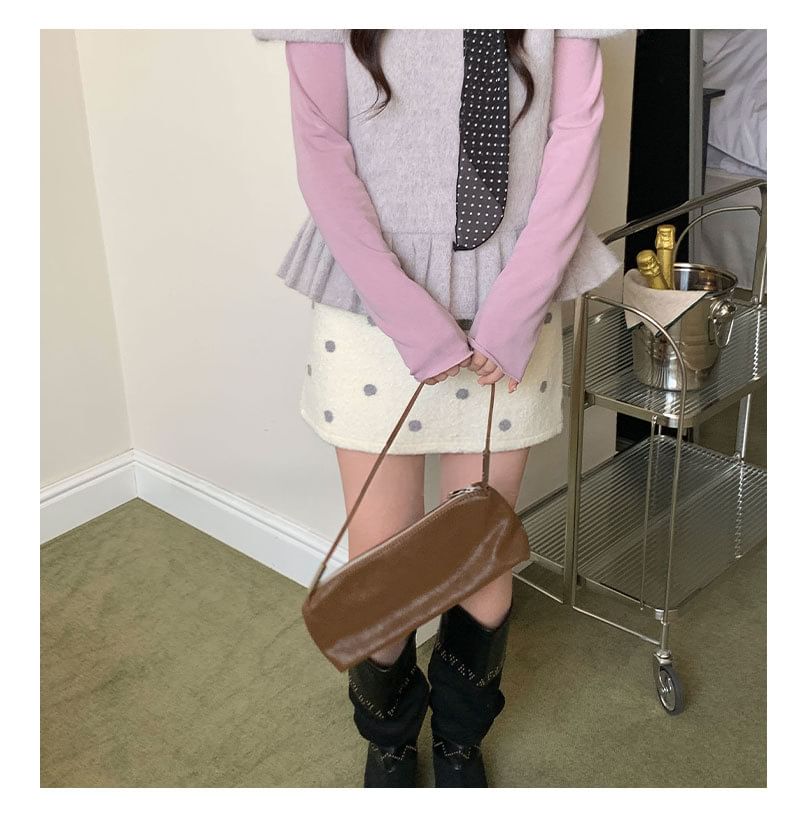 Dotted Mini Pencil Skirt for Mid Rise