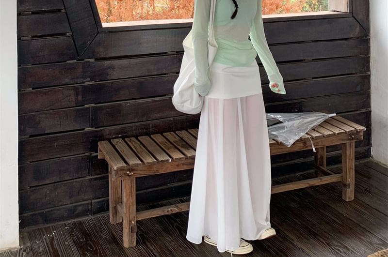 V-Neck Top and Camisole with Maxi Skirt Set