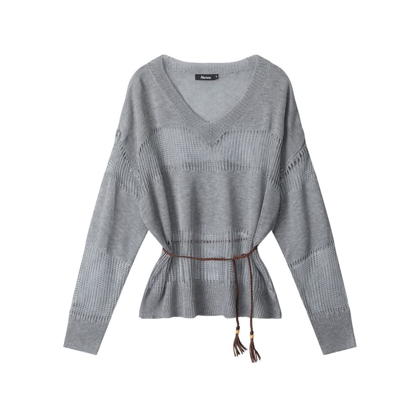 V-Neck Crochet Loose Fit Top