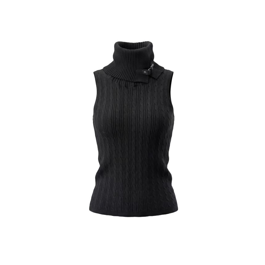 Ribbed Knit Turtleneck Tank