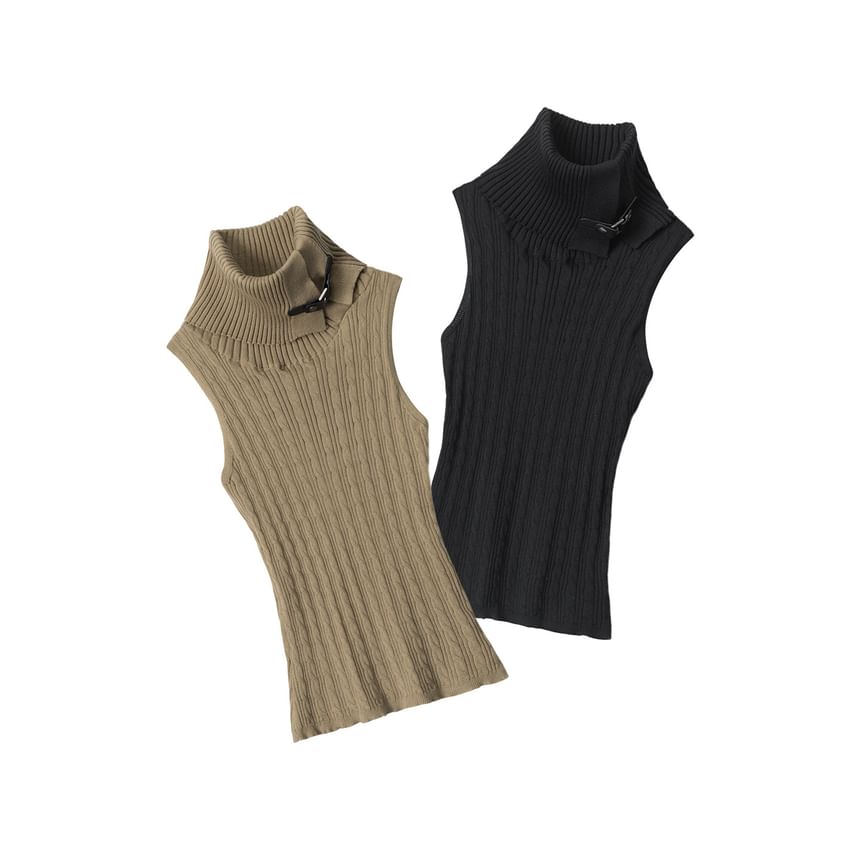 Ribbed Knit Turtleneck Tank