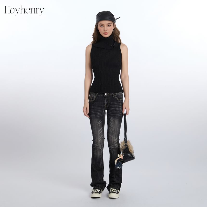 Ribbed Knit Turtleneck Tank