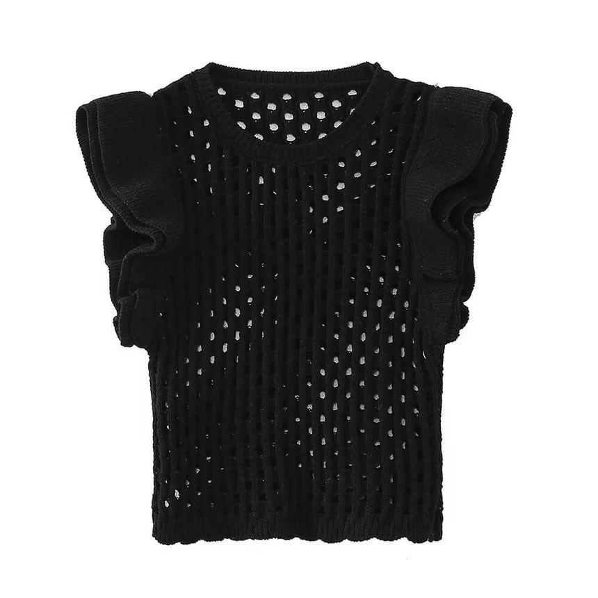 Ruffled Crochet Knit Tank