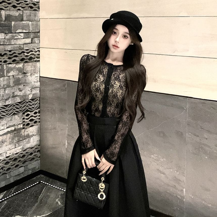 Bandeau & Lace Top with Maxi Skirt Set