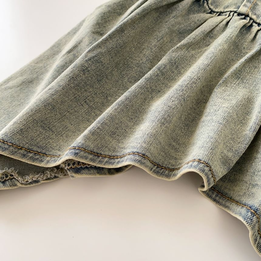 Peplum Denim Tube Top with Frill