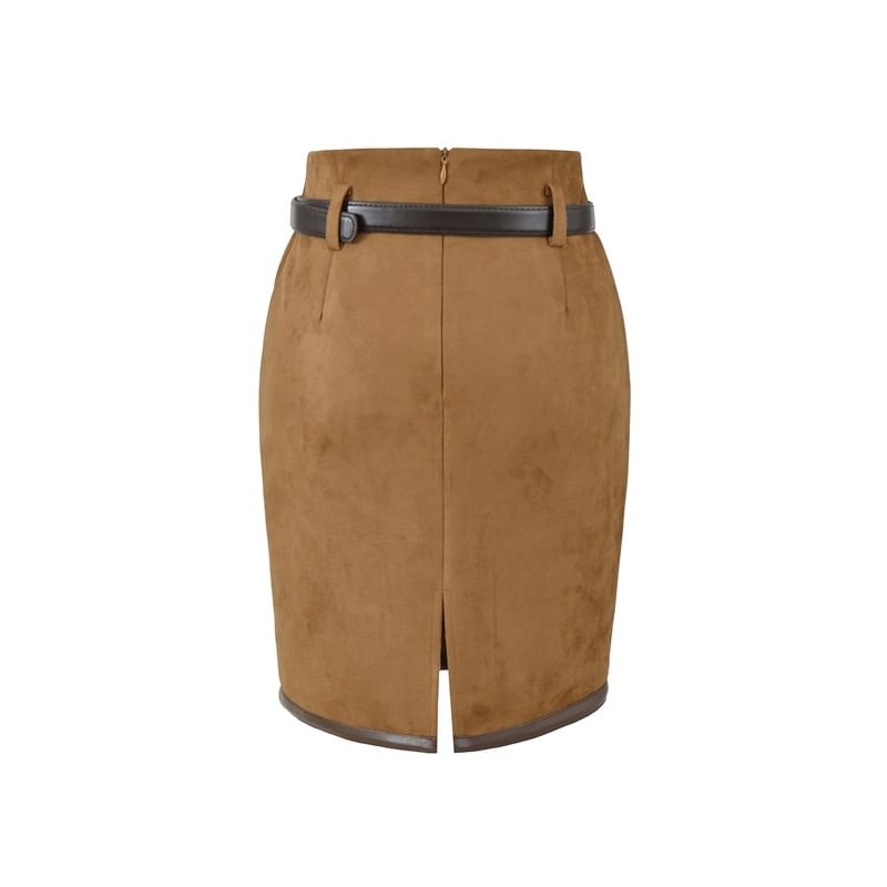 Plain Mini Pencil Skirt High Waist