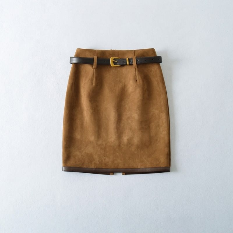 Plain Mini Pencil Skirt High Waist