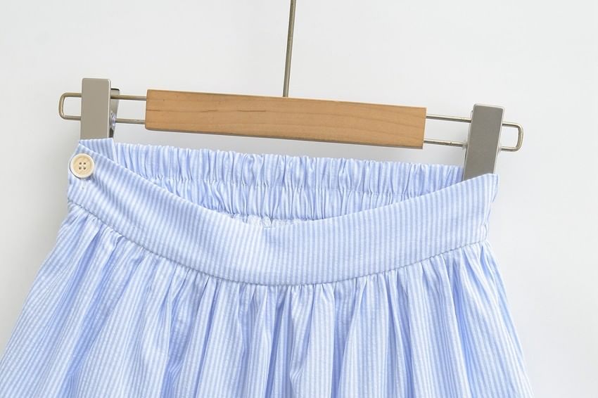 Pinstriped Mini A-Line Skirt Mid Rise